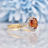 Ellibelle Jewellery Madeira Citrine & Diamond 9ct Gold Halo Ring
