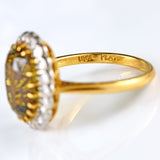 Ellibelle Jewellery Mid-Century Chrysoberyl & Diamond 18ct Gold Platinum Cluster Ring