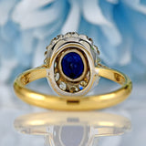 Ellibelle Jewellery Mid-Century Sapphire & Diamond 18ct Gold Platinum Cluster Ring