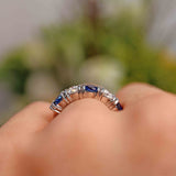 Ellibelle Jewellery Millennium Sapphire & Diamond 18ct White Gold Five-Stone Band Ring