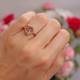 Ellibelle Jewellery Morganite & Diamond 14ct Rose Gold Heart-Shaped Halo Cluster Ring