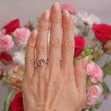 Ellibelle Jewellery Morganite & Diamond 14ct Rose Gold Heart-Shaped Halo Cluster Ring