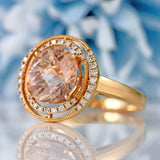 Ellibelle Jewellery Morganite & Diamond 18ct Rose Gold Halo Cluster Ring