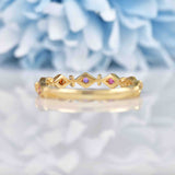 Ellibelle Jewellery Multi-Gem 9ct Gold "Regards" Stacking Band Ring
