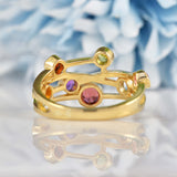 Ellibelle Jewellery Multi Gemstone 9ct Gold Bubble Ring