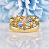 Ellibelle Jewellery Multicolour Sapphire 9ct Yellow Gold Cluster Ring