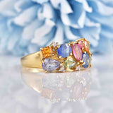Ellibelle Jewellery Multicolour Sapphire 9ct Yellow Gold Cluster Ring
