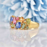 Ellibelle Jewellery Multicolour Sapphire 9ct Yellow Gold Cluster Ring