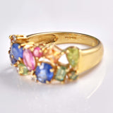 Ellibelle Jewellery Multicolour Sapphire 9ct Yellow Gold Cluster Ring