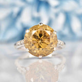 Ellibelle Jewellery Natural 10.98ct Cognac Zircon & Diamond 9ct White Gold Ring