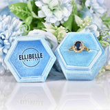 Ellibelle Jewellery Natural Dark Blue Sapphire & Diamond 18ct Gold Oval Cluster Ring