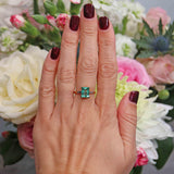 Ellibelle Jewellery Natural Emerald & Diamond 18ct Gold Three-Stone Ring