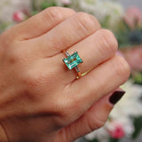 Ellibelle Jewellery Natural Emerald & Diamond 18ct Gold Three-Stone Ring