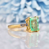 Ellibelle Jewellery Natural Emerald & Diamond 18ct Gold Three-Stone Ring