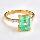 Ellibelle Jewellery Natural Emerald & Diamond 18ct Gold Three-Stone Ring