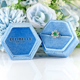 Ellibelle Jewellery Natural Emerald & Diamond Platinum Daisy Cluster Engagement Ring