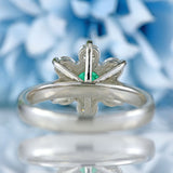 Ellibelle Jewellery Natural Emerald & Diamond Platinum Daisy Cluster Engagement Ring