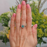 Ellibelle Jewellery Natural Emerald & Diamond Platinum Daisy Cluster Engagement Ring
