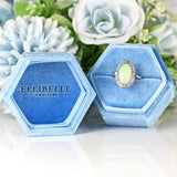 Ellibelle Jewellery Natural Opal & Diamond Platinum Oval Cluster Ring
