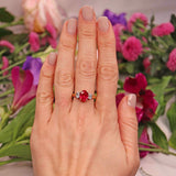 Ellibelle Jewellery Natural Oval Cut Ruby & Diamond 18ct Gold Three-Stone Engagement Ring