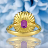 Ellibelle Jewellery Natural Pink Spinel & Diamond 18ct Gold Cushion-Cut Cluster Engagement Ring