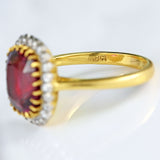 Ellibelle Jewellery Natural Pink Spinel & Diamond 18ct Gold Cushion-Cut Cluster Engagement Ring
