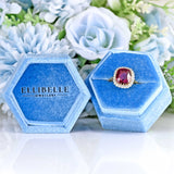 Ellibelle Jewellery Natural Pink Spinel & Diamond 18ct Gold Cushion-Cut Cluster Engagement Ring