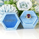 Ellibelle Jewellery Natural Pink Spinel & Diamond 18ct Gold Cushion-Cut Cluster Engagement Ring