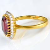 Ellibelle Jewellery Natural Pink Spinel & Diamond 18ct Gold Cushion-Cut Cluster Engagement Ring