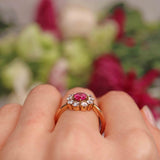 Ellibelle Jewellery Natural Ruby & Diamond Gold Oval Cluster Ring