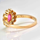 Ellibelle Jewellery Natural Ruby & Diamond Gold Oval Cluster Ring