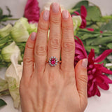 Ellibelle Jewellery Natural Ruby & Diamond Gold Oval Cluster Ring