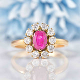 Ellibelle Jewellery Natural Ruby & Diamond Gold Oval Cluster Ring