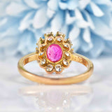 Ellibelle Jewellery Natural Ruby & Diamond Gold Oval Cluster Ring