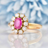 Ellibelle Jewellery Natural Ruby & Diamond Gold Oval Cluster Ring
