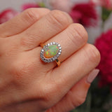 Ellibelle Jewellery Opal & Diamond 18ct Gold Oval Cluster Engagement Ring