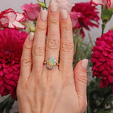 Ellibelle Jewellery Opal & Diamond 18ct Gold Oval Cluster Engagement Ring