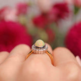Ellibelle Jewellery Opal & Diamond 18ct Gold Oval Cluster Engagement Ring