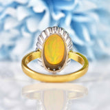 Ellibelle Jewellery Opal & Diamond 18ct Gold Oval Cluster Engagement Ring