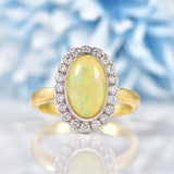Ellibelle Jewellery Opal & Diamond 18ct Gold Oval Cluster Engagement Ring