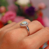 Ellibelle Jewellery Opal & Diamond 18ct White Gold Pear-Shaped Cluster Ring