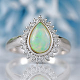 Ellibelle Jewellery Opal & Diamond 18ct White Gold Pear-Shaped Cluster Ring