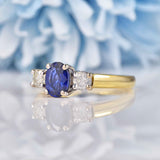 Ellibelle Jewellery Oval Sapphire & Diamond 18ct Gold Three-Stone Engagement Ring