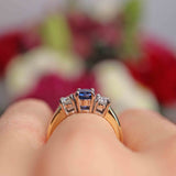 Ellibelle Jewellery Oval Sapphire & Diamond 18ct Gold Three-Stone Engagement Ring