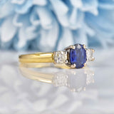 Ellibelle Jewellery Oval Sapphire & Diamond 18ct Gold Three-Stone Engagement Ring