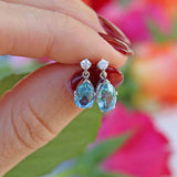 Ellibelle Jewellery Pear-Shaped Aquamarine & Diamond 18ct White Gold Drop Earrings
