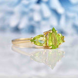 Ellibelle Jewellery Peridot 9ct Gold Pear-Shaped Trilogy Ring