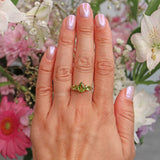 Ellibelle Jewellery Peridot 9ct Gold Pear-Shaped Trilogy Ring