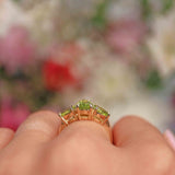 Ellibelle Jewellery Peridot 9ct Gold Pear-Shaped Trilogy Ring