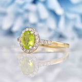 Ellibelle Jewellery Peridot & Diamond 9ct Gold Halo Ring